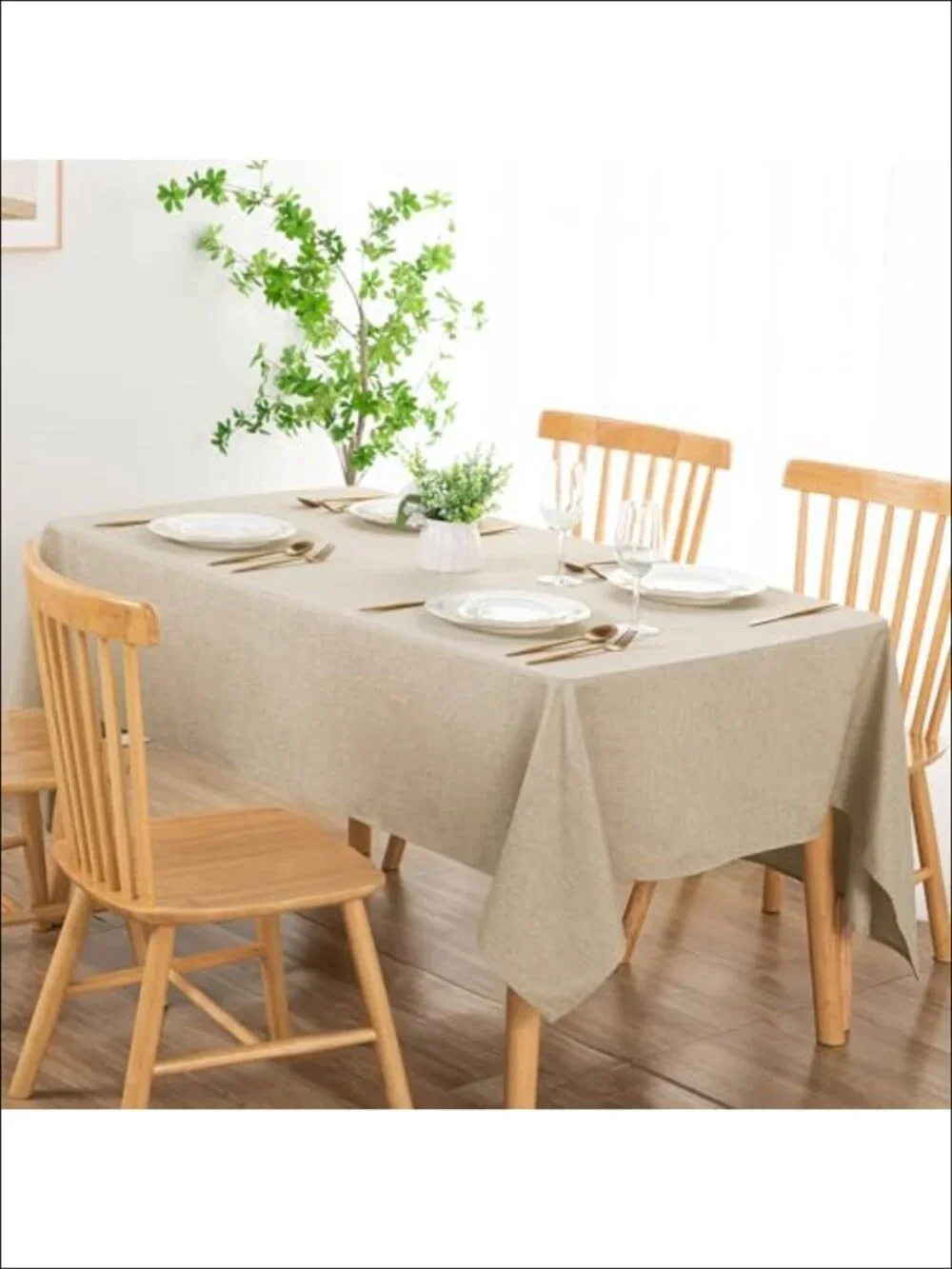Faux Linen Rectangle Tablecloth 60x120 Spill Resistant Dining
